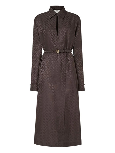  Fendi Ff Jacquard Belted Dress - Brown 