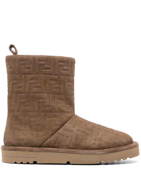  Fendi Ff Jacquard Boots - Brown 
