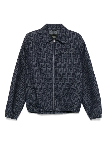  Fendi Ff-jacquard Denim Bomber Jacket - Blue 