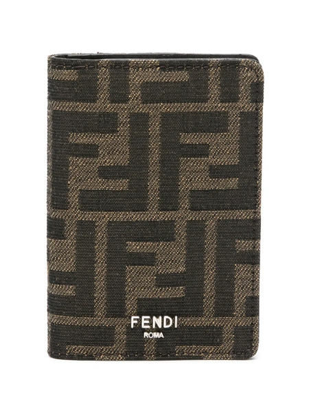  Fendi Ff-jacquard Leather Wallet - Brown 