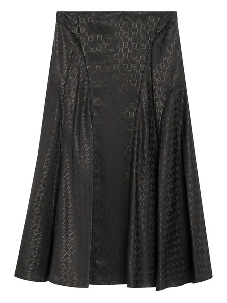  Fendi Ff-jacquard Midi Skirt - Brown 
