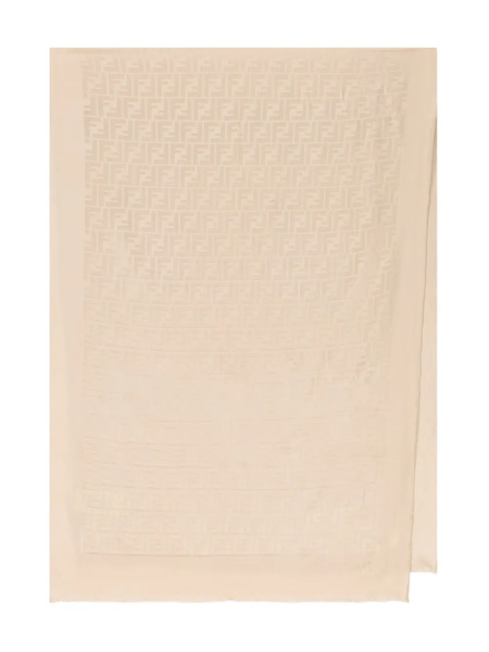  Fendi Ff Jacquard Silk Scarf - Neutrals 