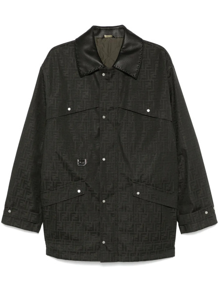  Fendi Ff-jacquard Waxed Coat - Black 
