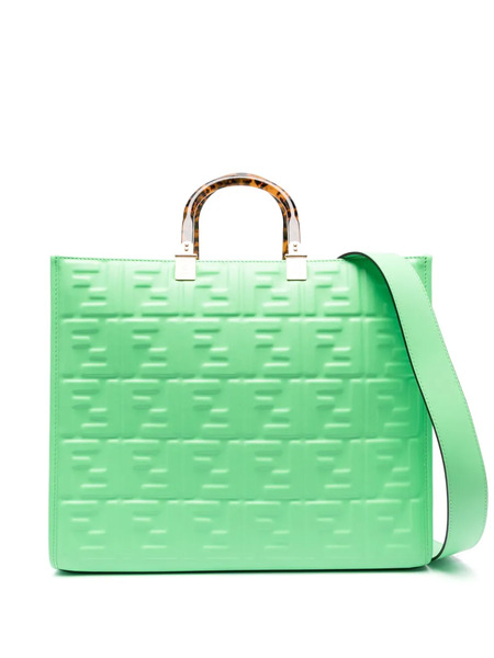  Fendi Ff Logo-embossed Tote Bag - Green 