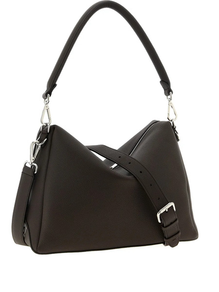  Fendi Ff Logo Leather Shoulder Bag - Brown 
