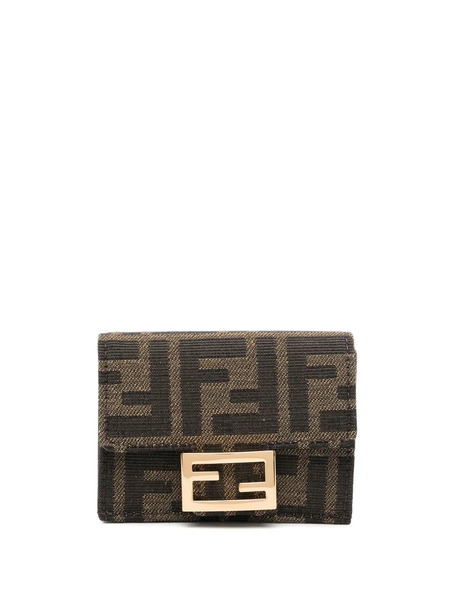  Fendi Ff-logo Pattern Wallet - Brown 