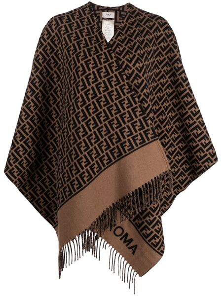  Fendi Ff-logo Print Poncho - Brown 