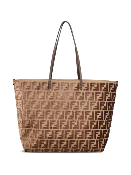  Fendi Ff Logo Velvet Tote Bag - Brown 