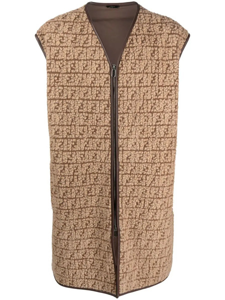 Fendi Ff-monogram Fleece Gilet - Brown 