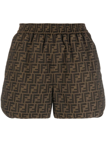  Fendi Ff Monogram Shorts - Brown 