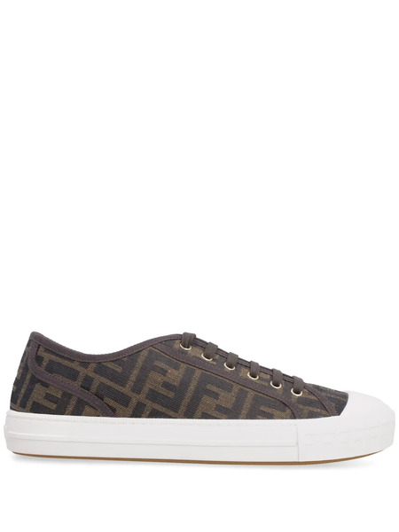 Fendi Ff-motif Domino Sneakers - Brown 