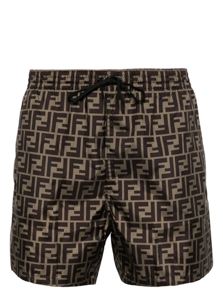  Fendi Ff-print Swim Shorts - Brown 