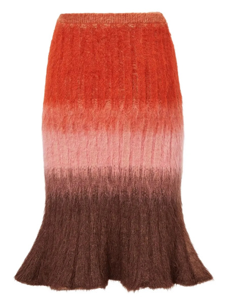  Fendi Flared Ribbed-knit Midi Skirt - Brown 