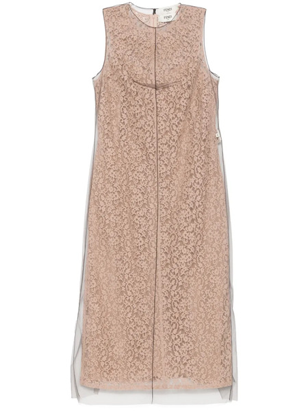  Fendi Floral-lace Midi Dress - Neutrals 