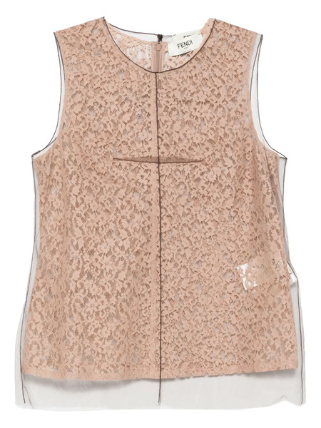  Fendi Floral-lace Top - Brown 