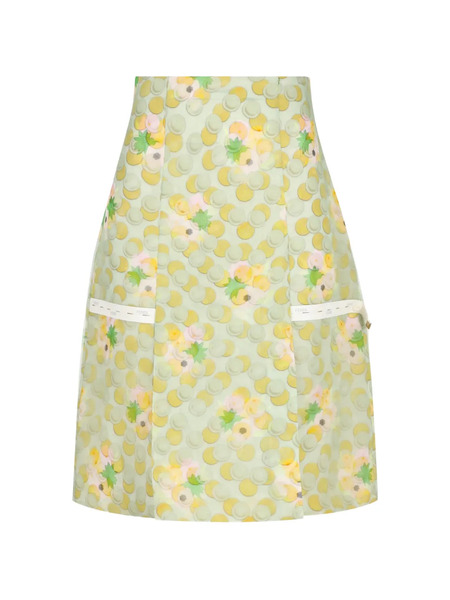  Fendi Floral-print Pocket Midi Skirt - Green 