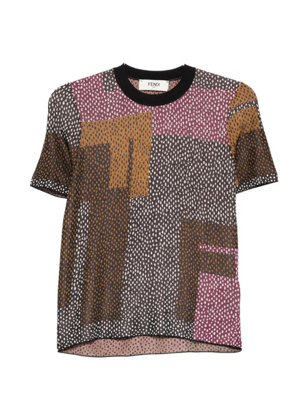  Fendi Geometric-pattern T-shirt - Brown 