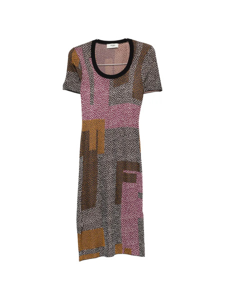  Fendi Geometric-print Midi Dress - Brown 