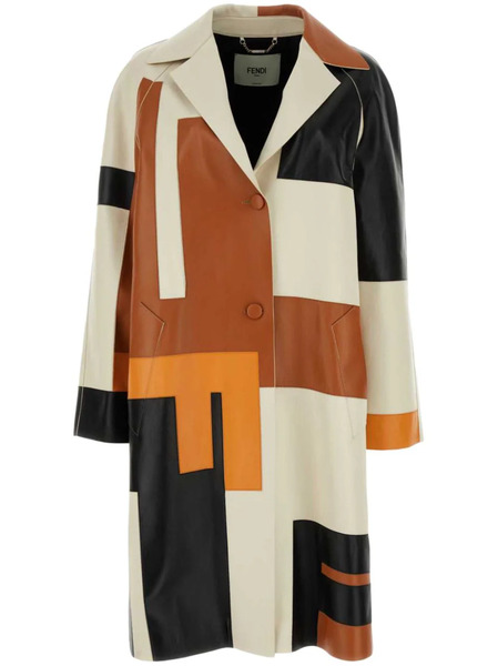  Fendi Geometric-print Overcoat - Neutrals 