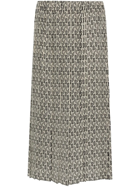  Fendi Graphic-print Silk Midi Skirt - Neutrals 