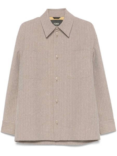  Fendi Jacquard-stitching Shirt Jacket - Neutrals 