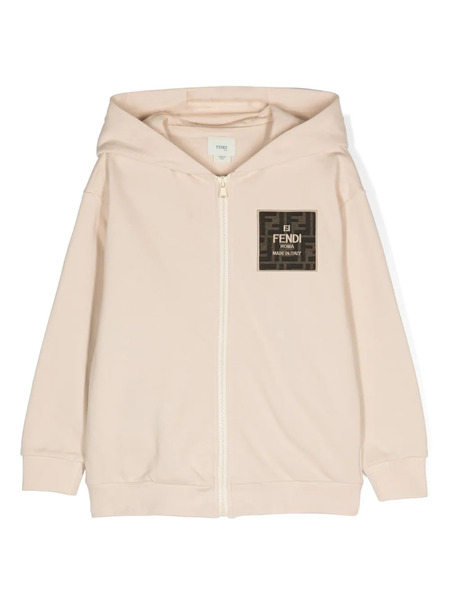  Fendi Kids Appliqué-logo Zipped Hoodie - Neutrals 