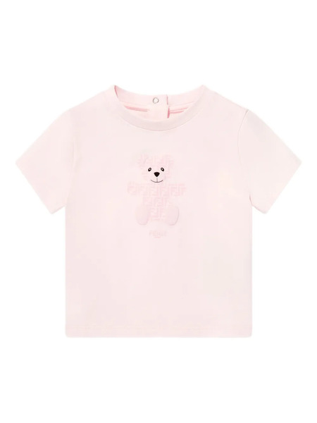  Fendi Kids Bear-graphic T-shirt - Pink 