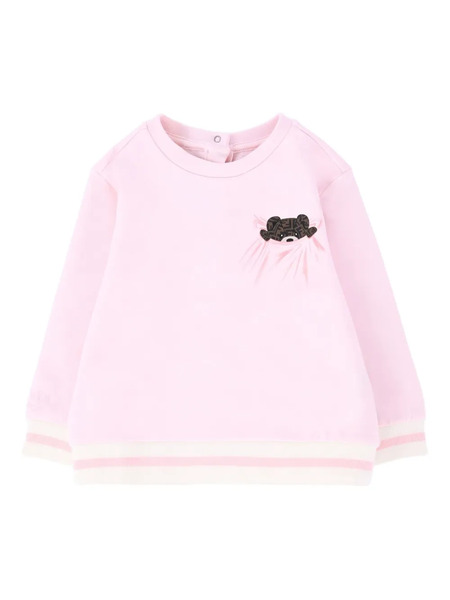  Fendi Kids Bear-pocket Ribbed-trim Sweatshirt - Pink 