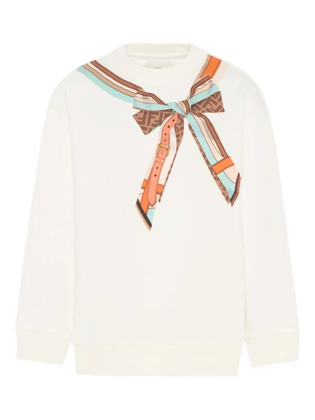  Fendi Kids Bow Crew-neck Sweatshirt - Neutrals 