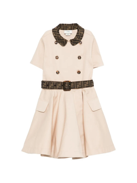 Fendi Kids Button-fastening Belted Dress - Neutrals 