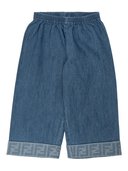  Fendi Kids Elasticated-waistband Denim Trousers - Blue 