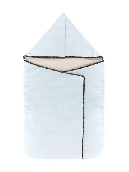  Fendi Kids Embroidered Ff Cotton Foldover Blanket - Blue 