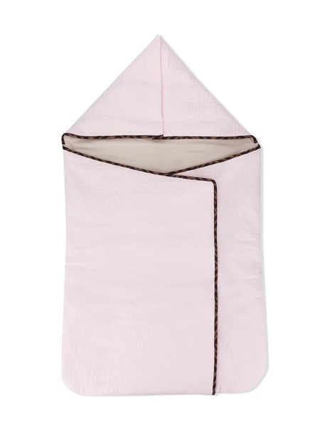  Fendi Kids Embroidered Ff Cotton Foldover Blanket - Pink 