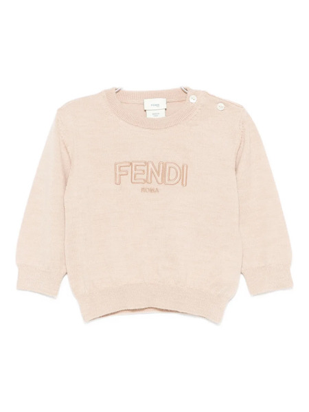  Fendi Kids Embroidered-logo Sweater - Neutrals 