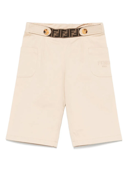  Fendi Kids Embroidered-logo Trousers - Neutrals 