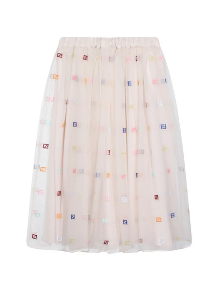  Fendi Kids Embroidered Skirt - Neutrals 