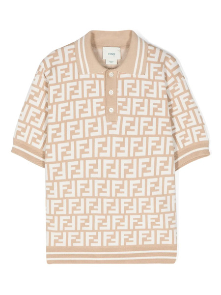  Fendi Kids Ff-jacquard Polo Shirt - Brown 