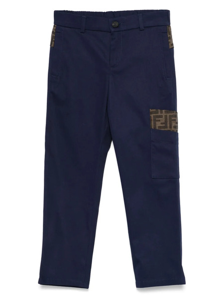  Fendi Kids Ff-jacquard Trousers - Blue 