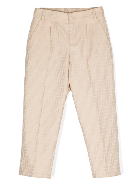  Fendi Kids Ff Jacquard Trousers - Neutrals 