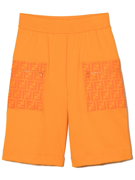 Fendi Kids Ff Logo Bermuda Shorts - Orange 