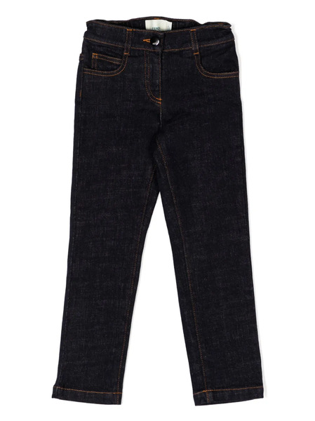  Fendi Kids Ff Logo-embroidered Jeans - Blue 