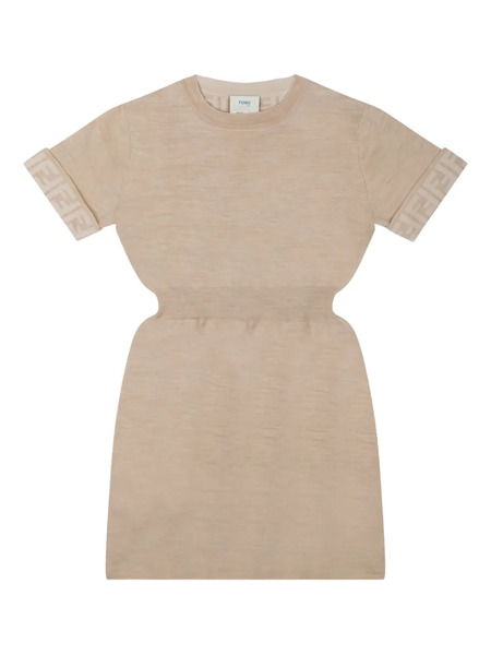  Fendi Kids Ff-logo Knitted Dress - Neutrals 