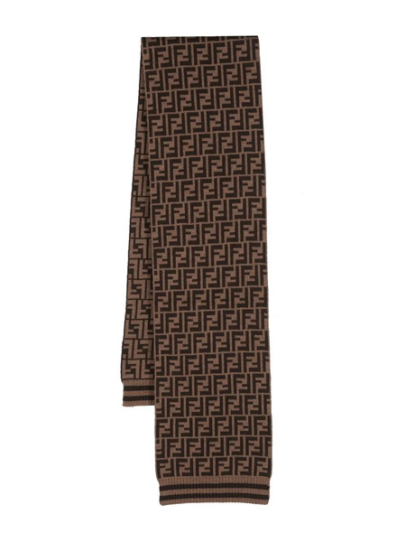  Fendi Kids Ff Logo-pattern Knitted Scarf - Brown 