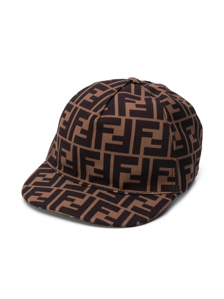  Fendi Kids Ff Logo Print Cap - Brown 