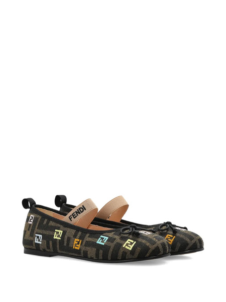  Fendi Kids Ff-motif Ballet Flats - Brown 