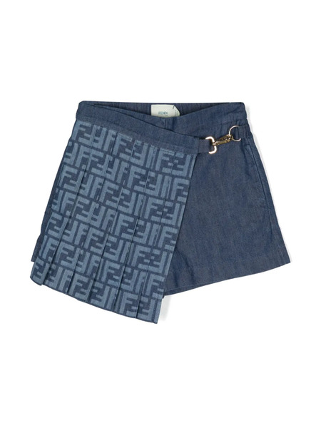  Fendi Kids Ff-motif Denim Shorts - Blue 