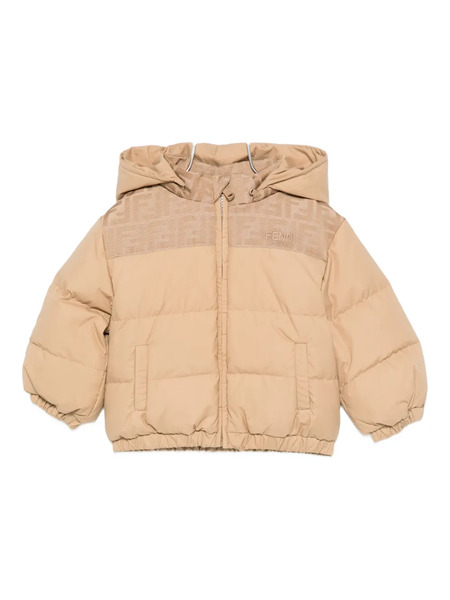  Fendi Kids Ff-motif Hooded Jacket - Neutrals 