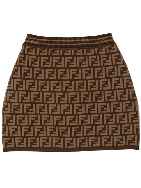  Fendi Kids Ff-motif Knitted Skirt - Brown 