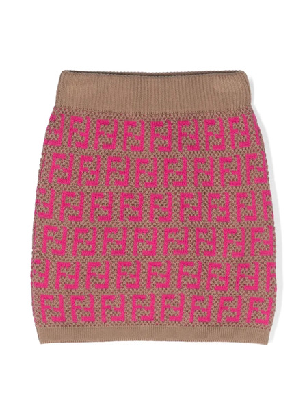  Fendi Kids Ff-motif Knitted Skirt - Pink 