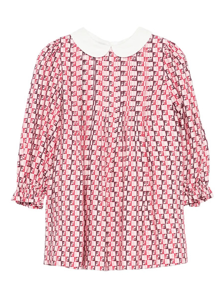  Fendi Kids Ff-pattern Cotton Dress - Red 